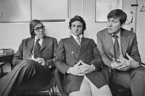 Nando Parrado (left) and Roberto Canessa (center), who survived an air crash in the Andes, with Piers Paul Read (right), author of "Alive."