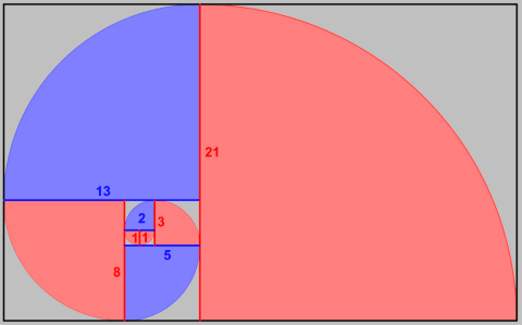 A Fibonacci spiral.