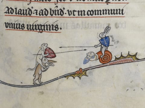 A particularly odd scene from The Breviary of Renaud de Bar, created between 1302–1303.