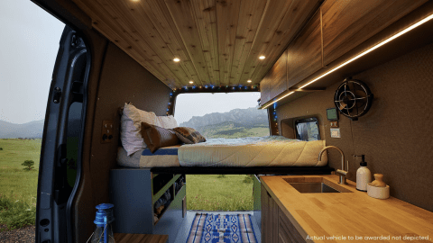 Inside the Mercedes-Benz 4X4 Sprinter van. 