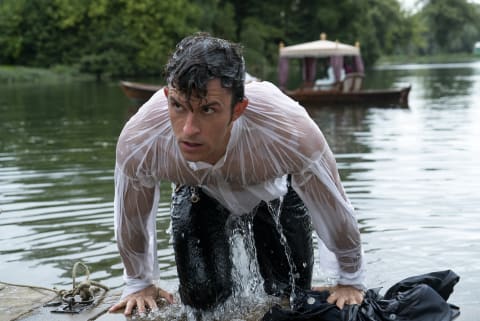 Jonathan Bailey gives a nod to Colin Firth's Mr. Darcy in 'Bridgerton.'