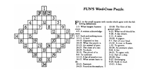 The first crossword puzzle.