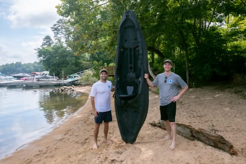 Turner (left) and Smith (right) with the Reprisal.