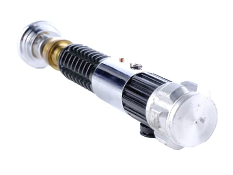 Obi-Wan Kenobi's hero lightsaber hilt with metal components from 'Star Wars: Revenge of the Sith' (2005).