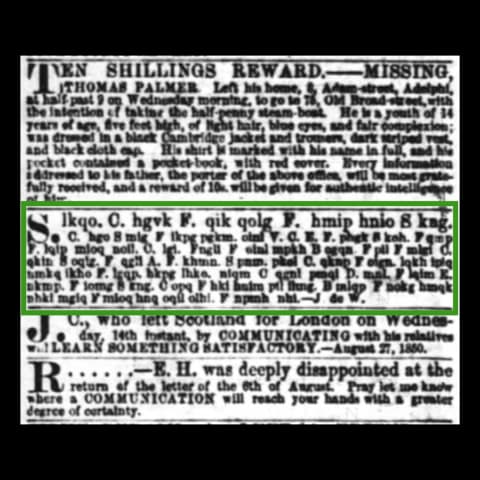 One of the ads in the August 31, 1850 edition of 'The Times.'