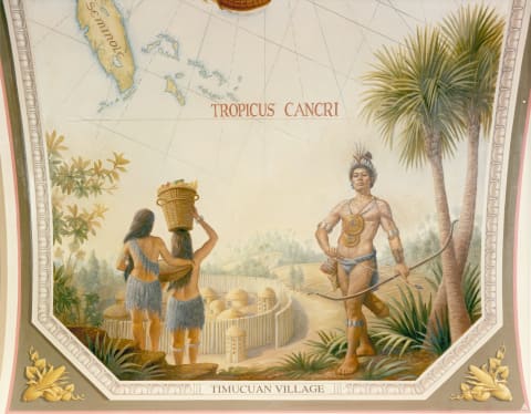 A painting of Timucua villagers exhibited in the U.S. Capitol.