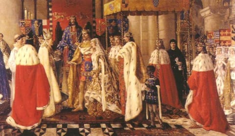 A 1914 painting by Horace Wright of the wedding of John of Gaunt to Blanche, Duchess of Lancaster.