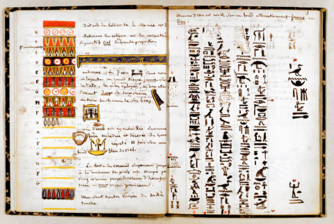 Hieroglyphs in the notebook of Jean-Francois Champollion, c.1806-1832.