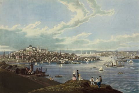 An 1841 painting of Boston by Robert Havell.