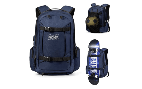 Skateboard Backpack With Padded 17.3-Inch Laptop Pocket