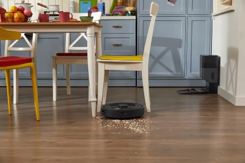 The Roborock Q5+ robot vacuum comes with the brand’s self-emptying dock and can make short work of crumbs and other unwanted messes on your floor. 