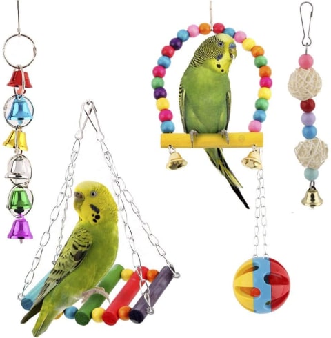 SunGrow Parakeet & Budgie Swing Toy & Hammock Set