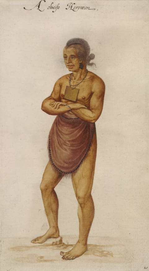 John White‘s portrait of a chief—possibly Wingina himself—of Ossomocomuck.