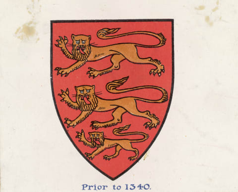 The British Royal coat of arms belonging to the House of Plantagenet, circa 1335.