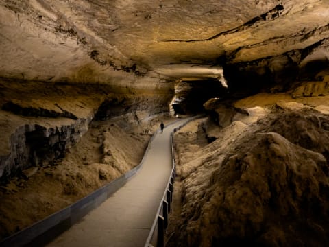 A walkway inside Mammoth Cave.