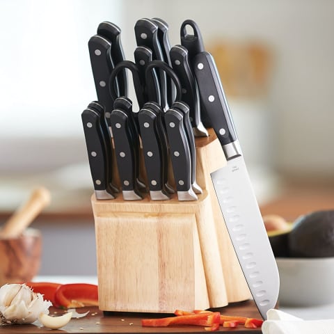 Amazon Basics 18-Piece Premium Kitchen Knife Block Set