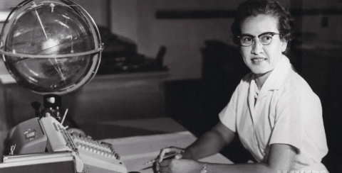 Katherine Johnson at her desk at NASA, 1960.