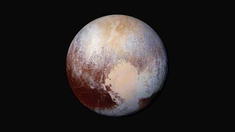 The New Horizons Long Range Reconnaissance Imager captured this colorized image of Pluto in 2015.