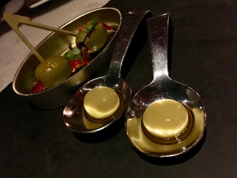 An olive-shaped, olive-flavored sphere.