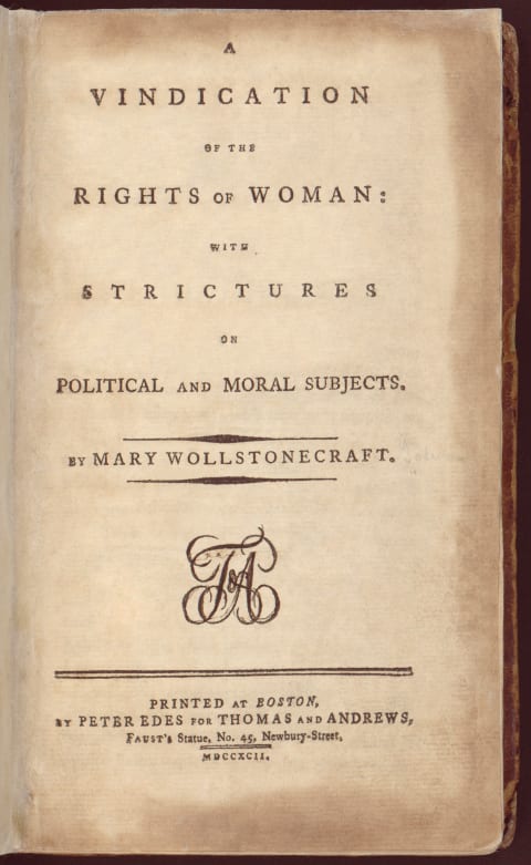 The title page of 'A Vindication of the Rights of Woman.'