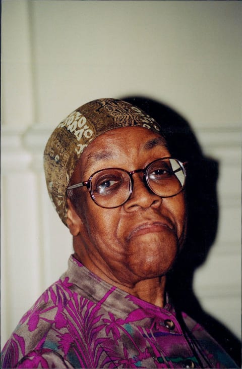 A portrait of poet Gwendolyn Brooks.