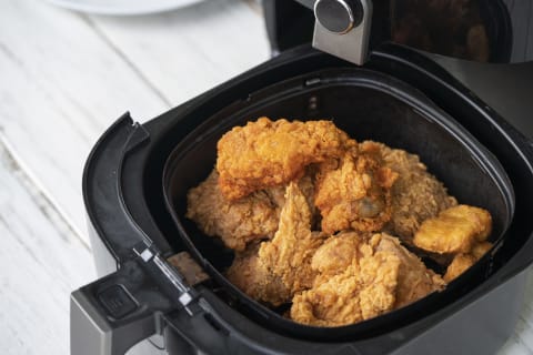 An overcrowded air fryer.