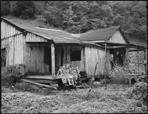 Children in a camp near Harlan County's Clover Gap Mine circa 1946.