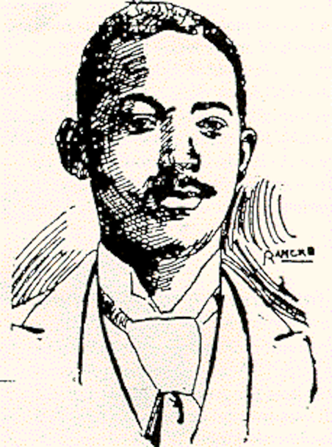 Illustrated Portrait of Alfred L. Cralle, the inventor of the ice cream scoop.