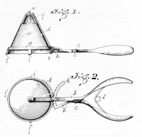 U.S. Patent #576395 for the “Ice Cream Mold and Disher”