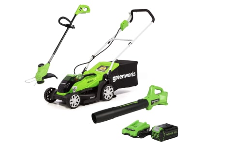 Greenworks 40V 14-Inch Mower/Axial Blower/12-Inch String Trimmer Combo Kit