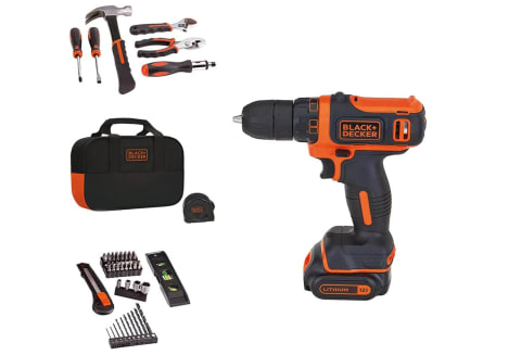 BLACK+DECKER 12V MAX Drill & Home Tool Kit, 60-Piece