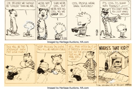 'Calvin and Hobbes' caused a stir at a recent art auction.