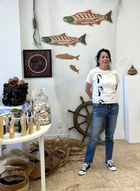 Jessica Silvey in her Red Cedar Woman Studio.