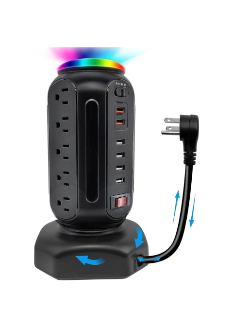 Power Strip Tower with Colorful Nightlight