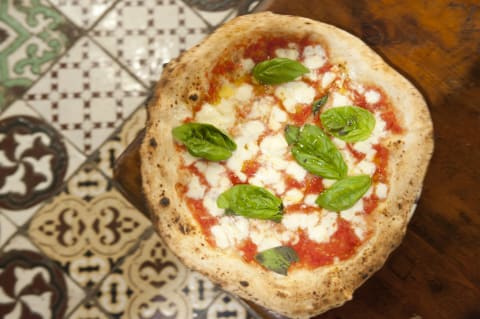 A Margherita pizza.