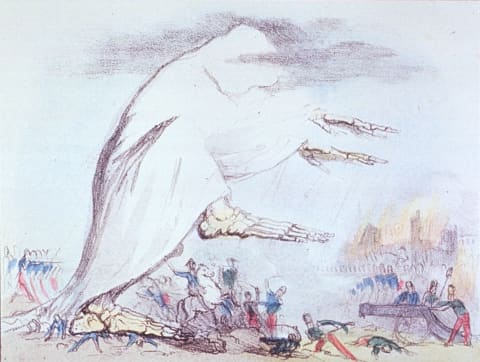 Cholera pictured as a miasma.