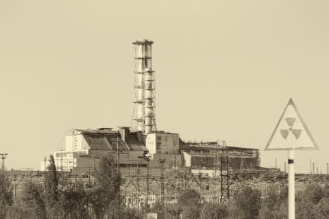 The No. 4 reactor seen here at the Chernobyl Nuclear Power Plant exploded, leading to the disaster. 