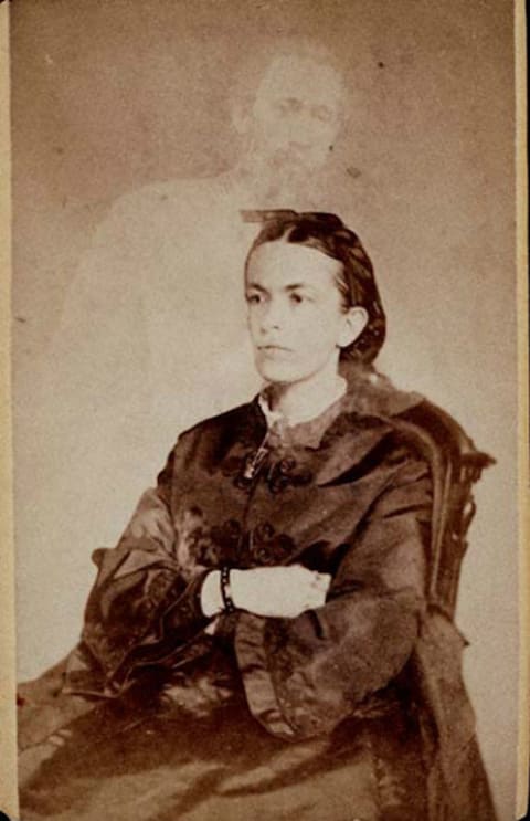 An example of William Mumler's spirit photography, circa 1868.