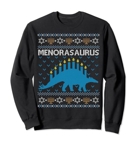 Menorasaurus Ugly Hanukkah Sweater