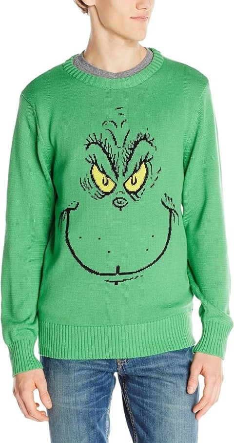 Dr. Seuss Grinch Face Ugly Christmas Sweater