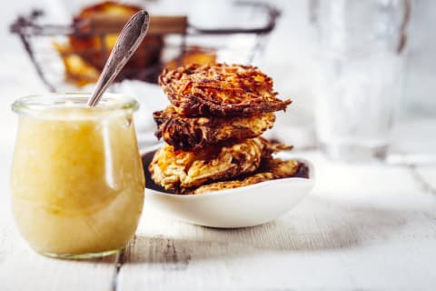 Latkes and applesauce are a delicious part of many Hanukkah celebrations.