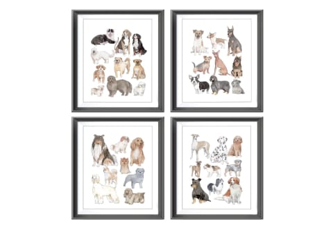 Watercolor Dog Breeds Poster