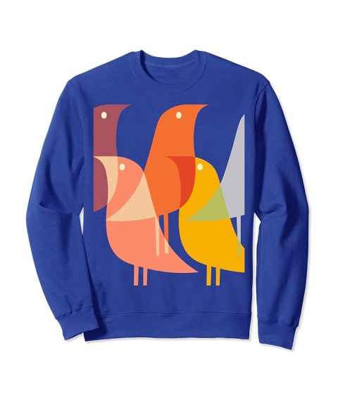 Jaffa Orange ’60s-inspired bird print sweatshirt