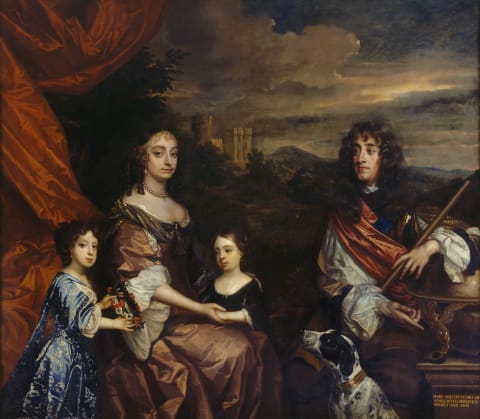 James II, Anne Hyde, and their two daughters.