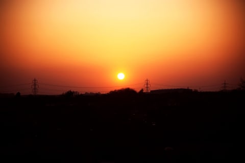 A sunset in Lincolnshire, England, after the 2010 eruption of Iceland's Eyjafjallajökull.