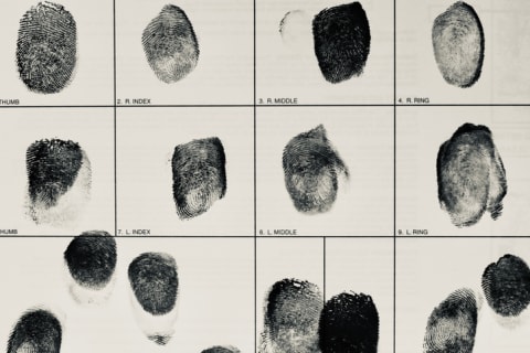 An old school fingerprint card helps identify perps.