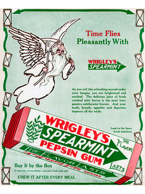 A 1913 advertisement for Wrigley's version of pepsin gum.