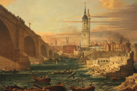 The Demolition of Old London Bridge, 1832.