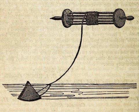 An illustration of a chip log from which the term ‘knot’ emerged.