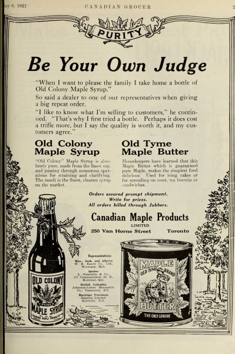 An advertisement from 1921.